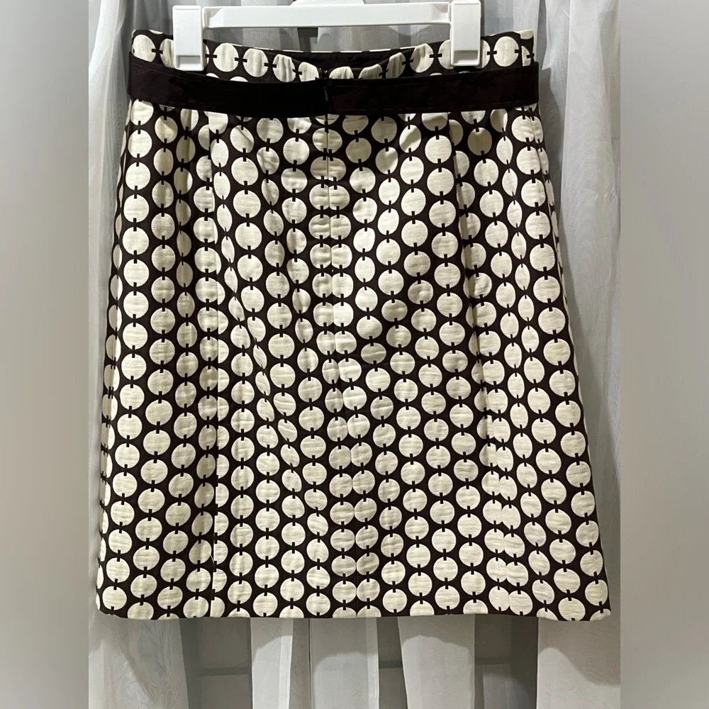 Tory Burch Black and Cream Polka Dot Pencil Skirt